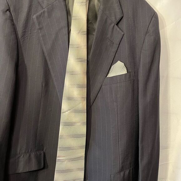 Brooks Brothers Wool Black Pinstripe 2 Button Sport Coat Blazer - Picture 7 of 16